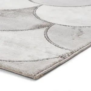 Grey Silver Abstract Optical/ (3D) Easy to clean Rug for Bedroom & Living Room-120cm X 170cm