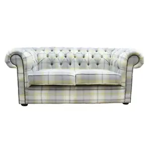 Chesterfield Genuine Tartan 2 Seater Sofa Balmoral Citrus Green Fabric In Classic Style