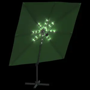 Berkfield LED Cantilever Garden Parasol Green 400x300 cm