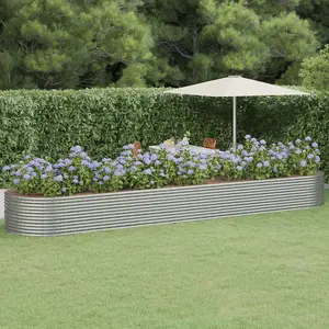 Berkfield Garden Planter Powder-coated Steel 584x140x68 cm Silver