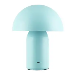 Modern Rechargeable Mushroom Table Lamp in Mat Duck Egg with Touch Dimmer Button