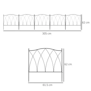 Outsunny 5PCs Decorative Garden Fencing Metal Border Edging