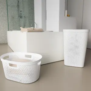 Curver Infinity White Dot Plastic Laundry basket, 40L