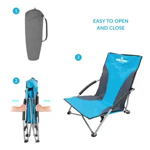 Milestone Camping Low Folding Camping Chair - Blue