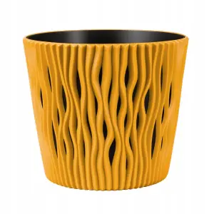 Indoor Plant Pots with Insert Plastic Flowerpot Small Large Mustard 13cm