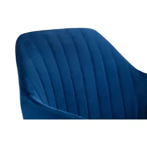 Blue and Chrome Velvet Swivel Office Chair