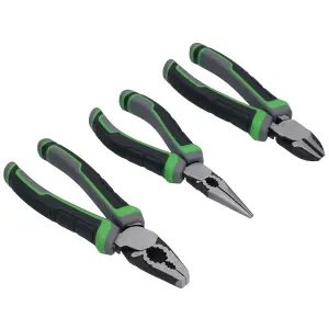 3pc Heavy Duty High Leverage Plier Set Combination Long Nose Side Cutters