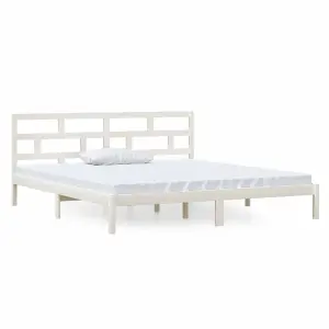 Berkfield Bed Frame White Solid Wood Pine 140x190 cm