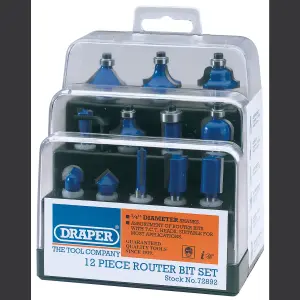 Draper  TCT Router Bit Set, 1/4" (12 Piece) 72892