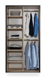 Glass Loft 2 Door Wardrobe 3 Section Wardrobe for Stylish Storage