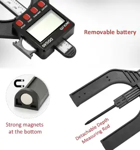 Lumberjack LCD Digital Height Depth Gauge Electronic Caliper Magnetic Ruler Tool 0- 85mm