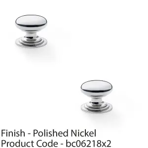 2 PACK - Stepped Round Door Knob Polished Nickel 32mm Classic Kitchen Cabinet Pull Handle