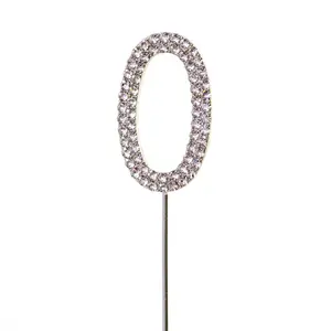 Silver 0 Sparkley Diamond Cake Topper Number 0 for Birthday Anniversary