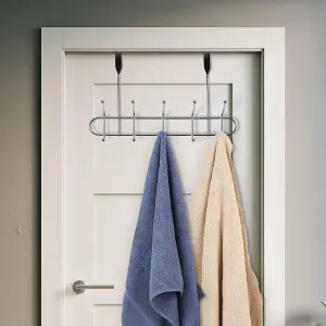 Interiors by Premier Over Door Hanger, 10 Silver Ball Hooks Door Hanger, Space-Saving Door Hanger for Bedroom or Washroom Door