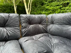 Garden Outdoor Cushion Bench Pad Pallet Corner Sofa Infill Black Velvet Tufted