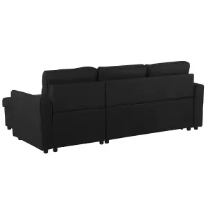 Right-Hand Corner Sofa NESNA Black Fabric Right Hand