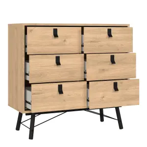 Ry Small Double Chest of 6 Drawers in Jackson Hickory Oak