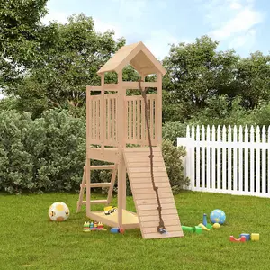 Berkfield Playhouse with Climbing Wall Solid Wood Pine