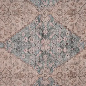 Blue Beige Vintage Pattern Distressed Living Area Rug 190x280cm