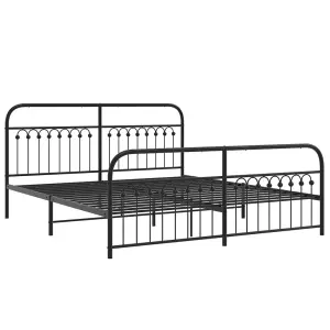 Berkfield Metal Bed Frame without Mattress with Footboard Black 183x213cm