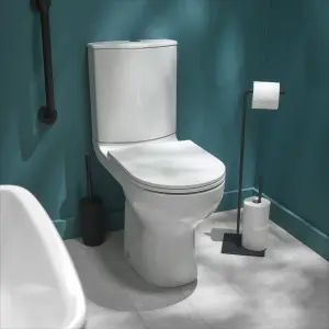 GoodHome Cavally White Close-coupled Comfort height Toilet set with Soft close seat & Exposed cistern