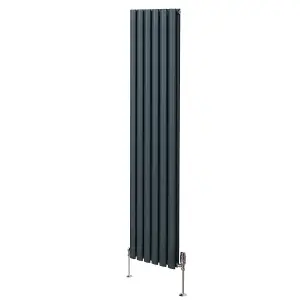 Oval Column Radiator & Valves - 1800mm x 360mm - Anthracite Grey