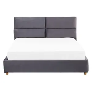 Velvet EU Double Size Ottoman Bed Grey BATILLY