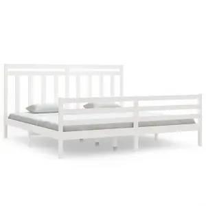 Berkfield Bed Frame White Solid Wood 200x200 cm