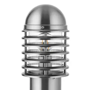 Outdoor Post Bollard Light Polished Steel Vandal Proof External Pathway Lamp