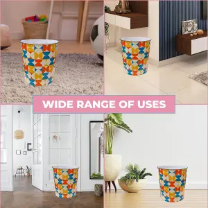 Plastic Waste Paper Basket Bin Round Trash Can, Lightweight Recycling Rubbish Bin for Kitchen, Bedroom, Bathroom 7.7L (Retro)