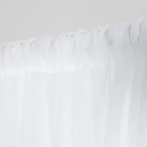 Linen Look Voile Curtains 2 Panels Net Rod Slot Top Pair 55x87", White