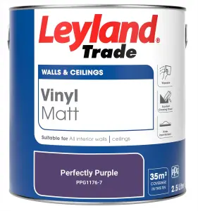 Leyland Trade Vinyl Matt Walls & Ceilings Emulsion Paint Perfectly Purple (PPG1176-7) 2.5L