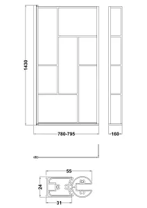 Black Reversible Square L Shape 6mm Toughened Safety Glass Bath Screen