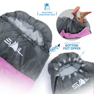 SAIL 'One' Waterproof Sleeping Bag 3-4 Season Indoor & Outdoor Camping Hiking - Pink