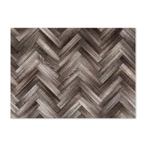 Toughened 6mm Glass Kitchen Splashback 90 x 65cm Herringbone Wood - Polished  Heat Resistant Back Splash for Cookers Hob