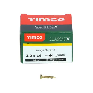 TIMCO Classic Multi-Purpose Reduced Head Countersunk Gold Piano Hinge Woodscrews - 3.0 x 16 (200pcs)