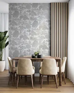 Fine Decor Zen Toile Silver Wallpaper