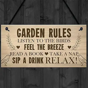 Red Ocean Garden Rules Sign Hanging Door Wall Plaque Outdoor Plaques For Garden Friendship Gift Summerhouse Sign Shed Sign