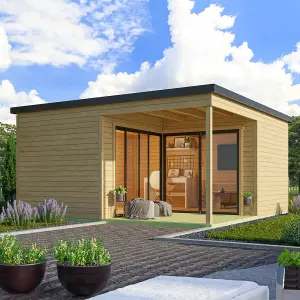 Lasita Domeo 6 V2 with Veranda Garden Office - 5m x 5m - Modern Summer House Double Glazed