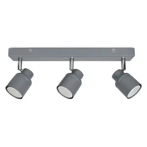 ValueLights Benton Grey 3 Way Bathroom Ceiling Bar Spotlight