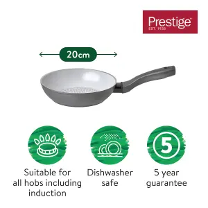 Prestige Earth Pan Grey Round Aluminium Induction Suitable Eco-Friendly Non-Stick Open Frying Pan 20cm