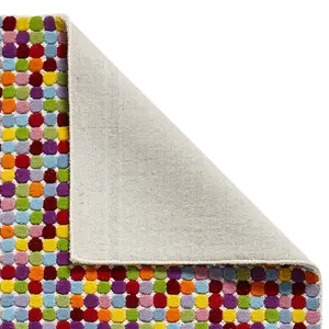 Multi Wool Funky Handmade Modern Easy To Clean Dotted Geometric DiningRoom Bedroom And Living Room Rug-120cm X 170cm