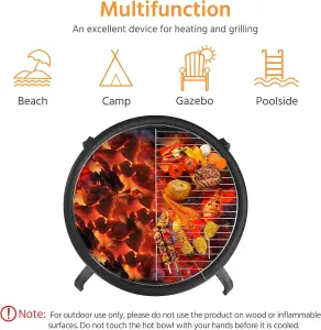 Fire Pit Portable Folding Fire Pits with Cooking & Grill, Iron Fire Pits for Garden Portable Fire Bowl for Camping BonfireBBQHea