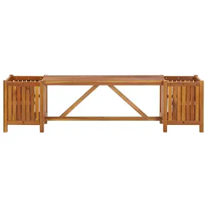 Berkfield Garden Bench with 2 Planters 150x30x40 cm Solid Acacia Wood