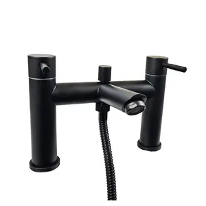 Bathroom Black Modern Waterfall Basin Bath Sink Mono Square Mixer Bath Filler Tap