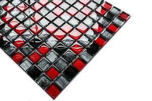 Glass mosaic on mesh for bathroom or kitchen 300mm x 300mm - Milan Jeans