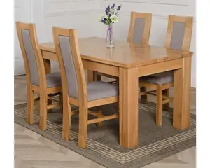 Dakota 152 x 87 cm Chunky Medium Oak Dining Table and 4 Chairs Dining Set with Stanford Chairs