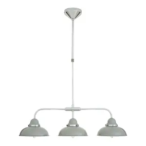 Interiors by Premier Jasper 3 Shades Light Grey And Chrome Pendant Light