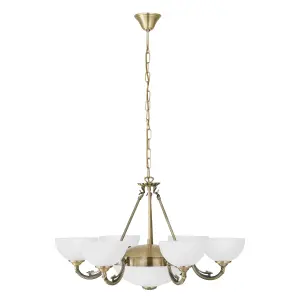 Pendant Ceiling Light Colour Bronzed Shade White Satin Glass Bulb E14 E27 6x40W 2x60W