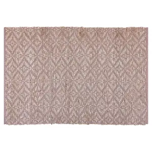 Cotton Area Rug 140 x 200 cm Beige and Pink GERZE